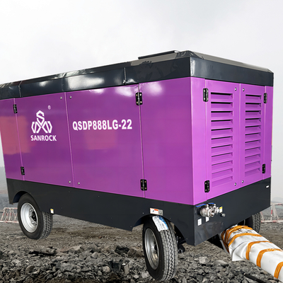Draagbare diesel schroef luchtcompressor machine Hoogdrukmijnbouw