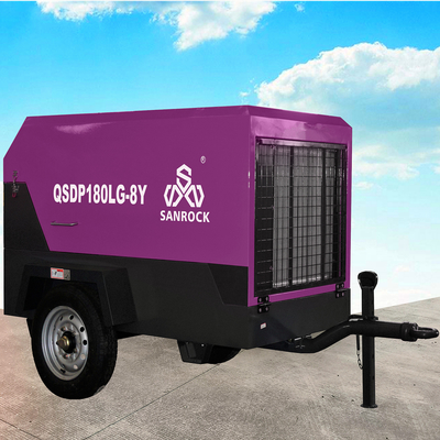 Mijnbouw Diesel schroef luchtcompressor met wielen Rotary schroef luchtcompressor machine