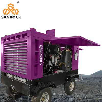 162 kW Dieselmotor luchtcompressor met wielen Mijnbouw schroef luchtcompressor machine