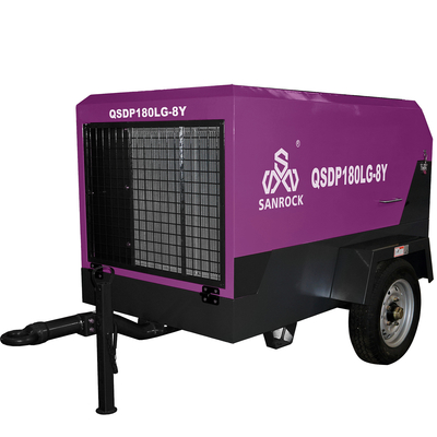 Waterputboor en mijnbouw Draagbare dieselschroefluchtscompressor met 2 wielen