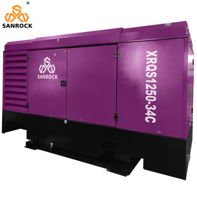 Gepolijste dieselschroefcompressor machine mobiele luchtcompressor snelheid 1750 rpm roterende schroef luchtcompressor