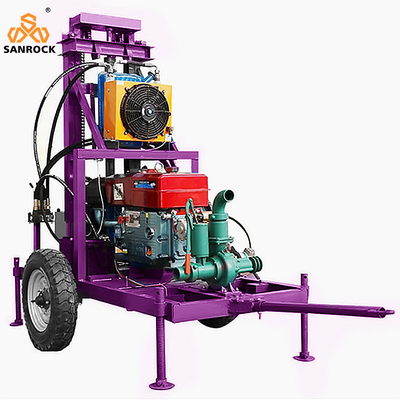 Aanhangwagen gemonteerde waterput boormachine Rotatiesnelheid 60 r/min Hydraulische draagbare waterput boormachine