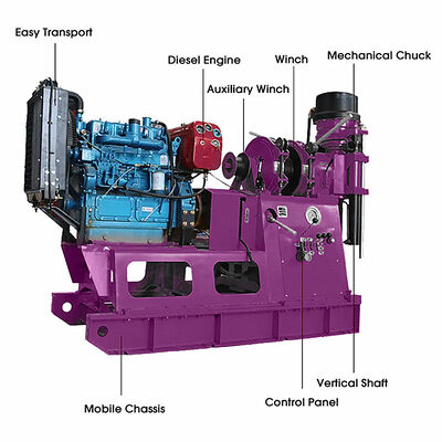 Hydraulische kernboormachine voor diepte 300m 500m kernboring diamantkernboormachine