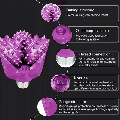 Diamantgesteente boorbits Rubber afgedichte Tricone Roller Bit voor de olie- en gasindustrie