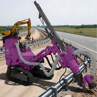 Solar Pile Driver Installation Highway Guardrail  Pile Driving Equipment Crawler Pile Drilling Rig 